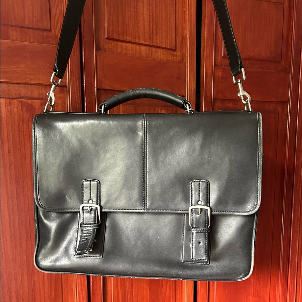 COACH Thompson 6455 Men's Leather Briefcase,Shoulder Bag Black